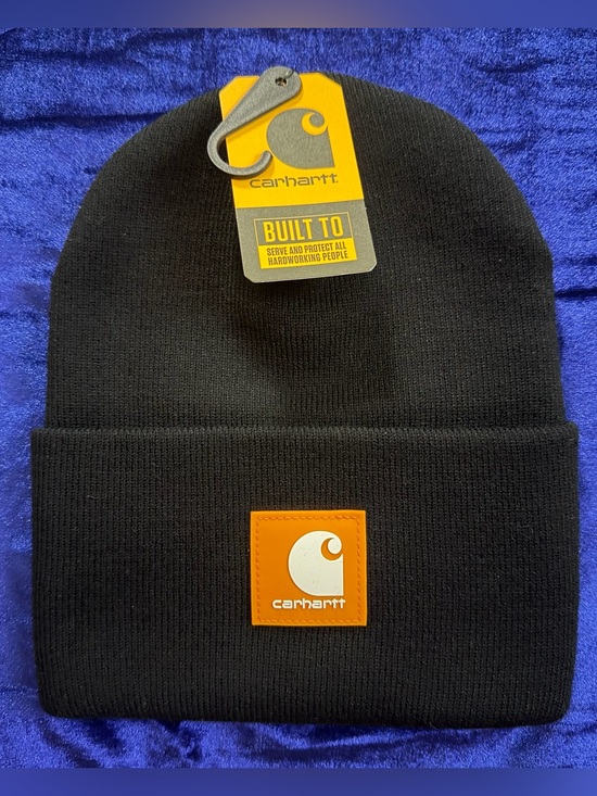 Carhartt Other - Carhartt Black Knit Beanie with Orange Patch